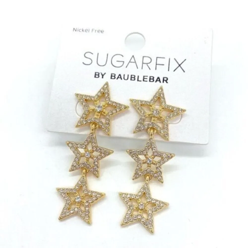 Sugarfix Earrings by BaubleBar Stacked Star Drop Dangle New